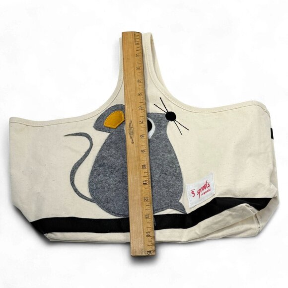 3 Sprouts Organic Cotton Canvas Bags Lot 2 Beaver and Mouse w liners - Picture 11 of 14